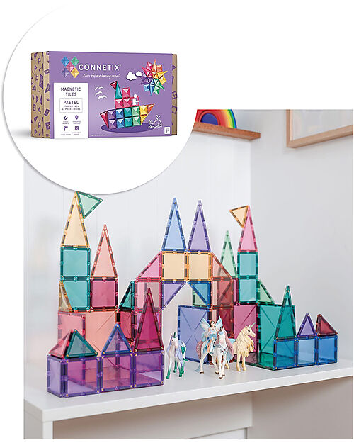Connetix 64 Pieces - Starter Pack - Pastel -100% Non-toxic ABS Plastic - STEM Learning! Magnetic Games
