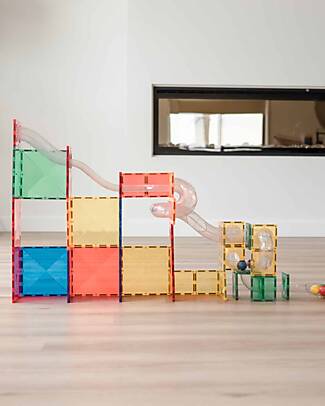 Connetix 66 Pieces - Ball Run Expansion - Rainbow - 100% Non-Toxic ABS Plastic - STEM Learning! Magnetic Games