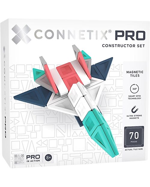 Connetix 70 Pieces - Pro Constructor Pack - 100% Non-toxic ABS Plastic - STEM Learning! Magnetic Games