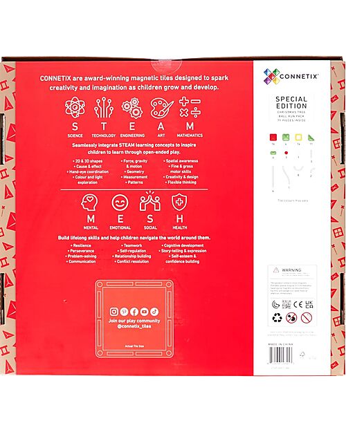 Connetix 71 Pieces - Christmas Tree Ball Run Expansion - STEM Learning! Magnetic Games