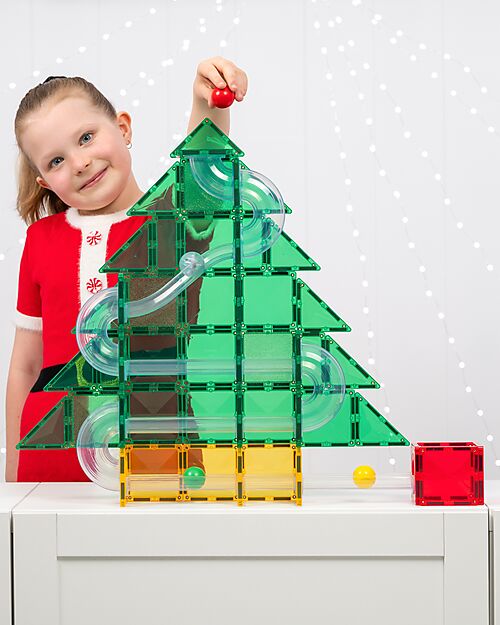 Connetix 71 Pieces - Christmas Tree Ball Run Expansion - STEM Learning! Magnetic Games