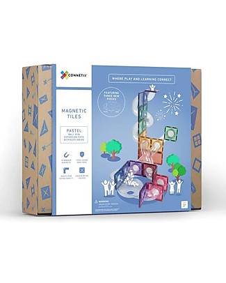 Connetix 80 Pieces - Ball Run Pack - Pastel - 100% Non-toxic ABS Plastic - STEM Learning! Magnetic Games