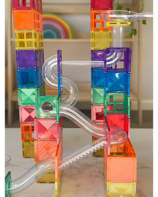 Connetix 92 Pieces - Ball Run Pack - Rainbow -100% Non-toxic ABS Plastic - STEM Learning! Magnetic Games