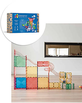 Connetix Ball Run Expansion - 66 Pieces - Rainbow - STEM Learning! Magnetic Games