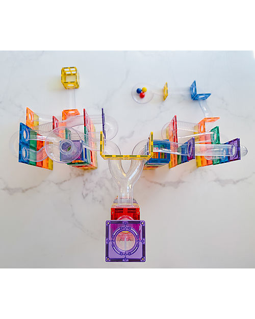 Connetix Ball Run Pack for Magnetic Tiles - Rainbow - 92 pc - STEM Learning! Magnetic Games