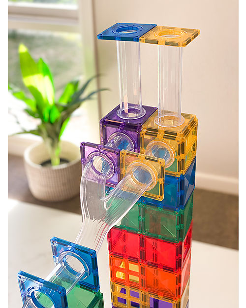 Connetix Ball Run Pack for Magnetic Tiles - Rainbow - 92 pc - STEM Learning! Magnetic Games