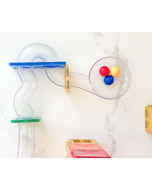 Connetix Ball Run Pack for Magnetic Tiles - Rainbow - 92 pc - STEM Learning! Magnetic Games