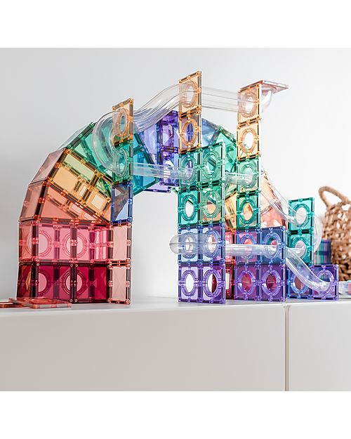 Connetix Ball Run Pack - Pastel - 106 pc - 100% Non-toxic ABS Plastic - STEM Learning! Magnetic Games