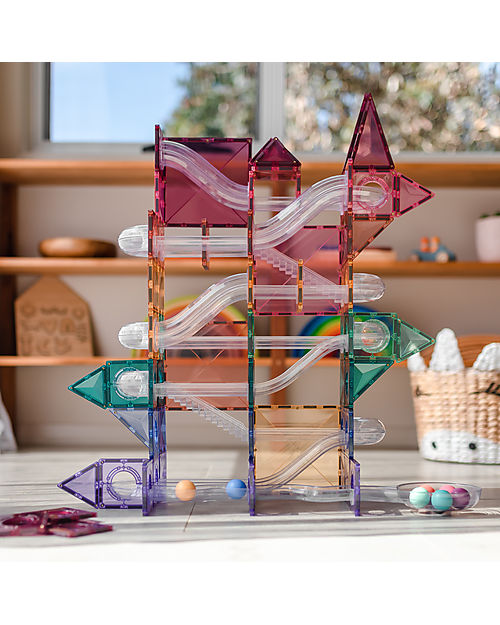 Connetix Ball Run Pack - Pastel - 106 pc - 100% Non-toxic ABS Plastic - STEM Learning! Magnetic Games