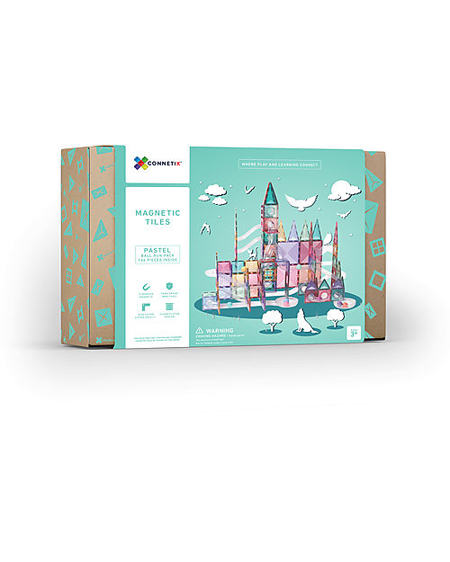 Connetix Ball Run Pack - Pastel - 106 pc - 100% Non-toxic ABS Plastic - STEM Learning! Magnetic Games