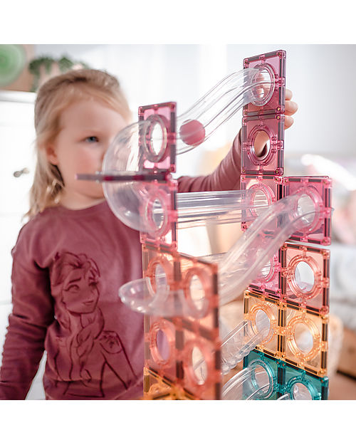 Connetix Ball Run Pack - Pastel - 106 pc - 100% Non-toxic ABS Plastic - STEM Learning! Magnetic Games