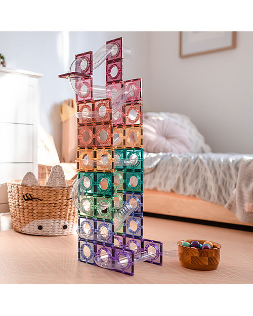 Connetix Ball Run Pack - Pastel - 106 pc - 100% Non-toxic ABS Plastic - STEM Learning! Magnetic Games