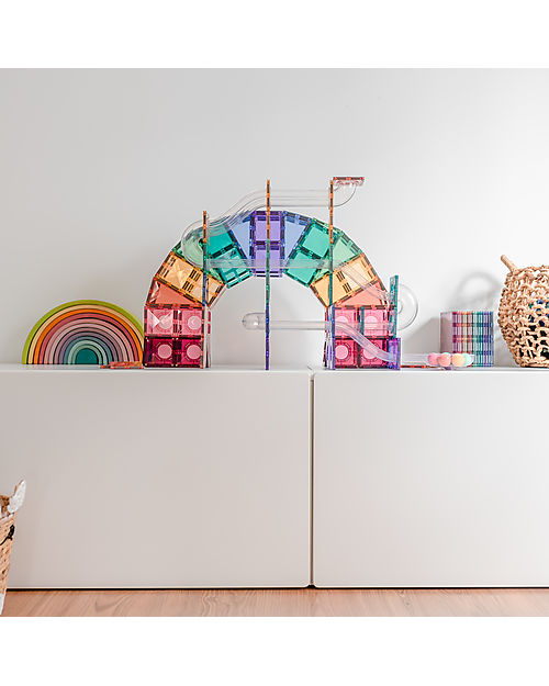 Connetix Ball Run Pack - Pastel - 106 pc - 100% Non-toxic ABS Plastic - STEM Learning! Magnetic Games