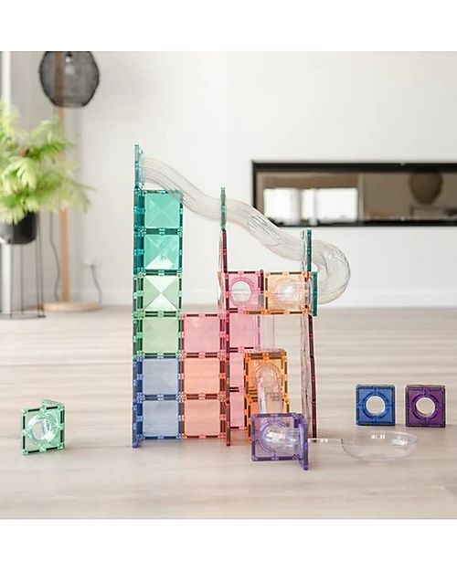 Connetix Ball Run Pack - Pastel - 80 pc - 100% Non-toxic ABS Plastic - STEM Learning! Magnetic Games