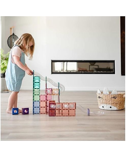 Connetix Ball Run Pack - Pastel - 80 pc - 100% Non-toxic ABS Plastic - STEM Learning! Magnetic Games