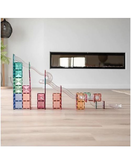 Connetix Ball Run Pack - Pastel - 80 pc - 100% Non-toxic ABS Plastic - STEM Learning! Magnetic Games