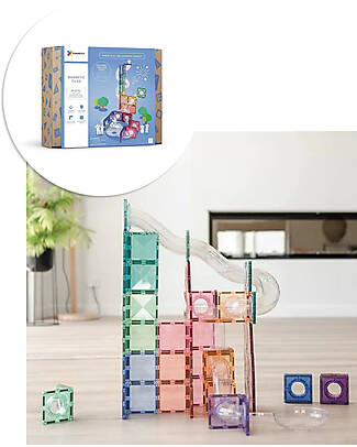 Connetix Ball Run Pack - Pastel - 80 pc - 100% Non-toxic ABS Plastic - STEM Learning! Magnetic Games