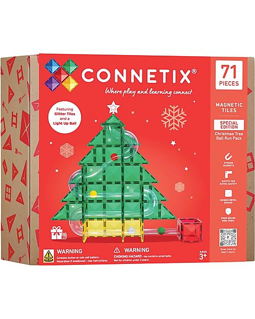 Connetix Christmas Tree Ball Run Expansion - 71 Pieces - STEM Learning! Magnetic Games