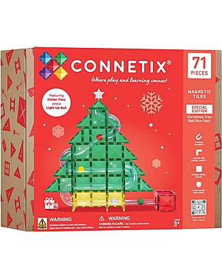 Connetix Christmas Tree Ball Run Expansion - 71 Pieces - STEM Learning! Magnetic Games