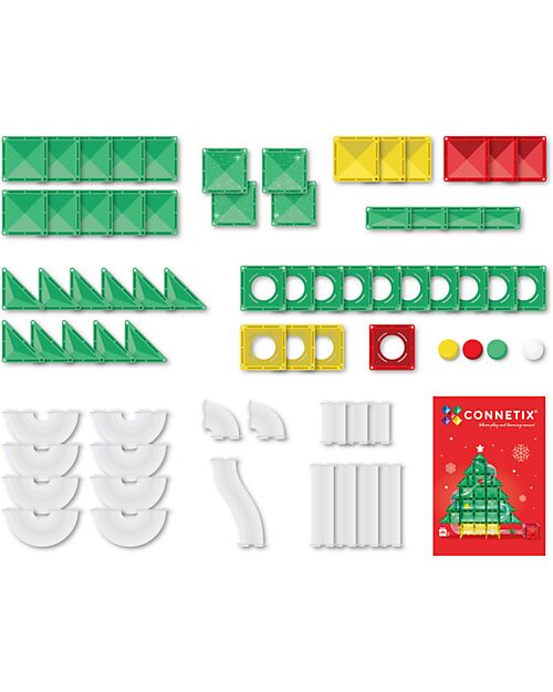 Connetix Christmas Tree Ball Run Expansion - 71 Pieces - STEM Learning! Magnetic Games