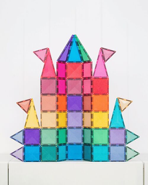 Connetix Glitter Castle Set - 48 Pieces - 100% Non-Toxic ABS Plastic - STEM Learning! Magnetic Games