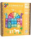 Connetix Glitter Castle Set - 48 Pieces - 100% Non-Toxic ABS Plastic - STEM Learning! Magnetic Games