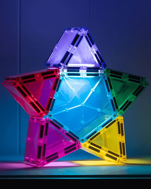 Connetix Light Star - 28 Pieces - 100% Non-toxic ABS Plastic - STEM Learning! Magnetic Games