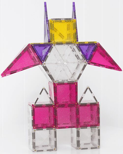 Connetix Unicorn Glitter Set - 56 Pieces - 100% Non-Toxic ABS Plastic - STEM Learning! Magnetic Games