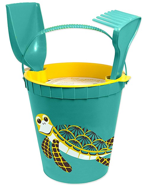 Coq en Pâte Beach Set - Water Turtle - Green Water and Yellow - 100% Algoblend (brown seaweed) Beach Toys