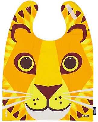 Coq en Pâte Giant Bib MIBO 42x46 cm - Leon - 100% organic cotton - For kids aged 2-5 years! Snap Bibs