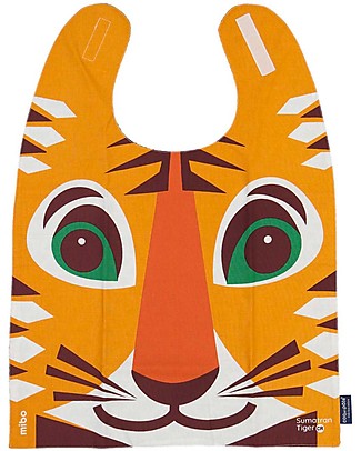 Coq en Pâte Giant Bib MIBO 42x46 cm - Tiger - 100% organic cotton - For kids aged 2-5 years! Snap Bibs