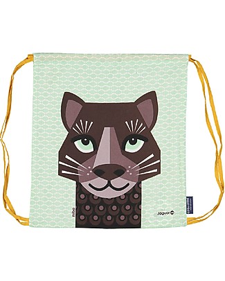 Coq en Pâte Jaguar Kids Soft Backpack/Bag - Light Green - 100% Organic Cotton (37 x 33 cm) Kindergarten Backpacks