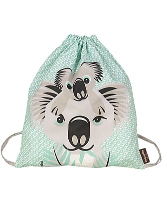 Coq en Pâte Koala Kids Soft Backpack/Bag, Light Green- 100% Organic Cotton (37 x 33 cm) Small Backpacks