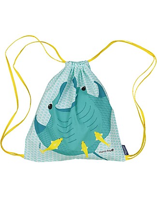 Coq en Pâte Manta Ray Kids Soft Backpack/Bag, Lake Blue - 100% Organic Cotton (37 x 33 cm) Kindergarten Backpacks