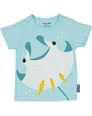 Coq en Pâte Manta Ray T-shirt, Lake Blue - 100% organic cotton T-Shirts And Vests