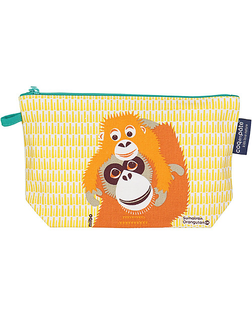Coq en Pâte Orangutan Pencil Case/Pouch, Yellow - 100% Organic Cotton Canvas Pencil Cases