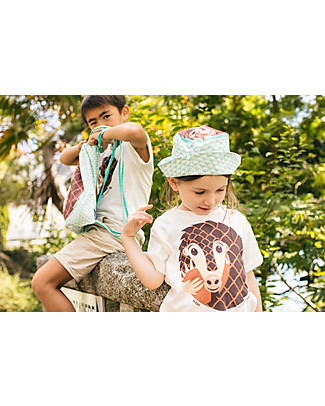 Coq en Pâte Pangolin Kids Soft Backpack/Bag, Blue - 100% Organic Cotton (37 x 33 cm) Small Backpacks