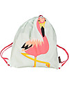 Coq en Pâte Pink Flamingo Kids Soft Backpack/Bag, Light Blue - 100% Organic Cotton (37 x 33 cm) Kindergarten Backpacks