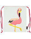 Coq en Pâte Pink Flamingo Kids Soft Backpack/Bag, Light Blue - 100% Organic Cotton (37 x 33 cm) Kindergarten Backpacks