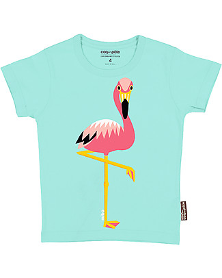 Coq en Pâte Pink Flamingo T-Shirt, Light Blue - 100% Organic Cotton T-Shirts And Vests