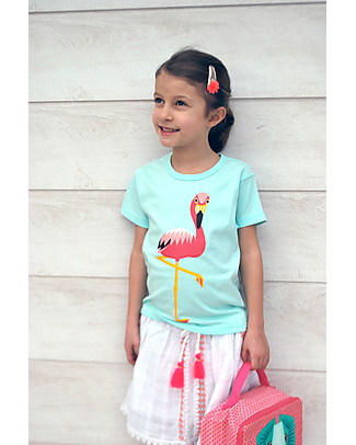Coq en Pâte Pink Flamingo T-Shirt, Light Blue - 100% Organic Cotton T-Shirts And Vests