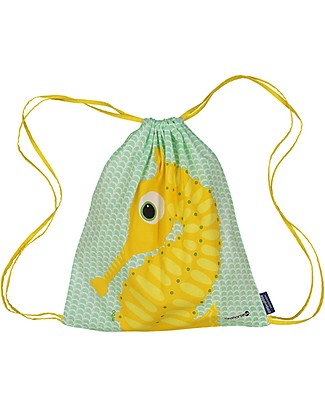 Coq en Pâte Sea Horse Kids Soft Backpack/Bag, Apple Green - 100% Organic Cotton (37 x 33 cm) Small Backpacks