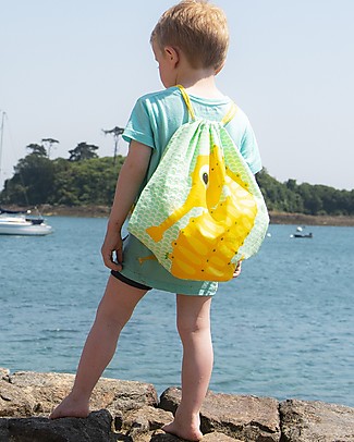 Coq en Pâte Sea Horse Kids Soft Backpack/Bag, Apple Green - 100% Organic Cotton (37 x 33 cm) Small Backpacks