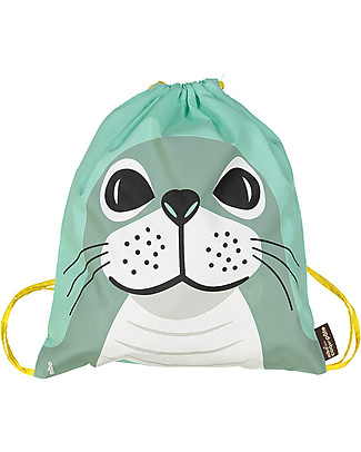 Coq en Pâte Seal Kids Soft Backpack/Bag, Light Green - 100% Organic Cotton (37 x 33 cm) Small Backpacks