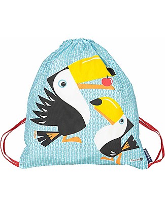 Coq en Pâte Soft Toucan Backpack - Blue - 100% Organic Cotton - Perfect for kindergarten! (37 x 33 cm) Small Backpacks