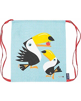 Coq en Pâte Soft Toucan Backpack - Blue - 100% Organic Cotton - Perfect for kindergarten! (37 x 33 cm) Small Backpacks