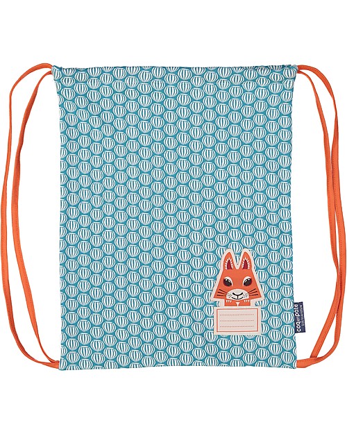 Coq en Pâte Squirrel Kids Soft Backpack/Bag, Teal Green - 100% Organic Cotton Kindergarten Backpacks