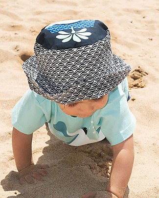 Coq en Pâte Sunhat Whale, Blue - 100% Organic Cotton Hats
