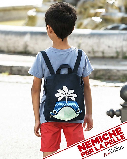 Coq en Pâte Whale Backpack by Mibo - 100% Organic Cotton (23x23x7.5 cm) Kindergarten Backpacks