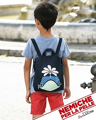 Coq en Pâte Whale Backpack by Mibo - 100% Organic Cotton (23x23x7.5 cm) Small Backpacks